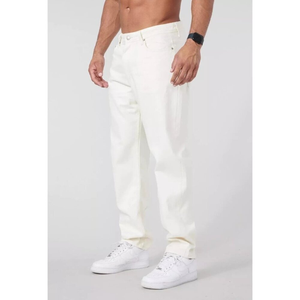 YoungLA Baggy Jeans Mens Sz 34L x 31 Off-white #609 Straight Leg NWT Sold‎ Out